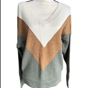 Prana V-Neck Sweater - Cream, Tan, and Gray